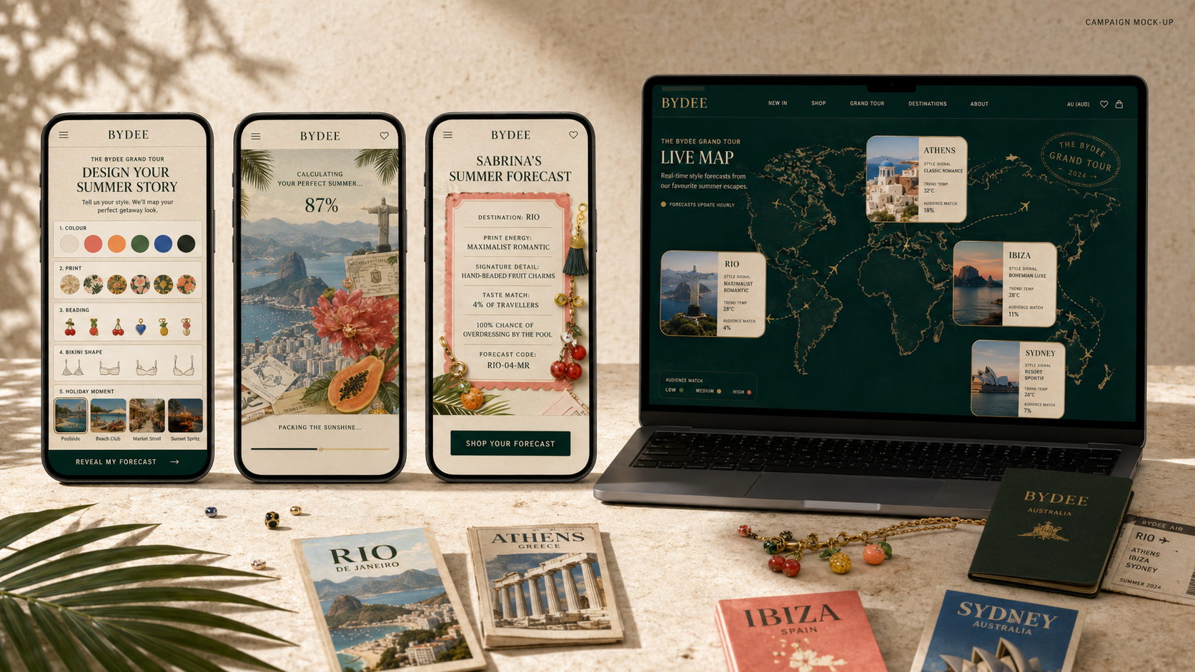 My Summer Forecast digital experience mock-ups