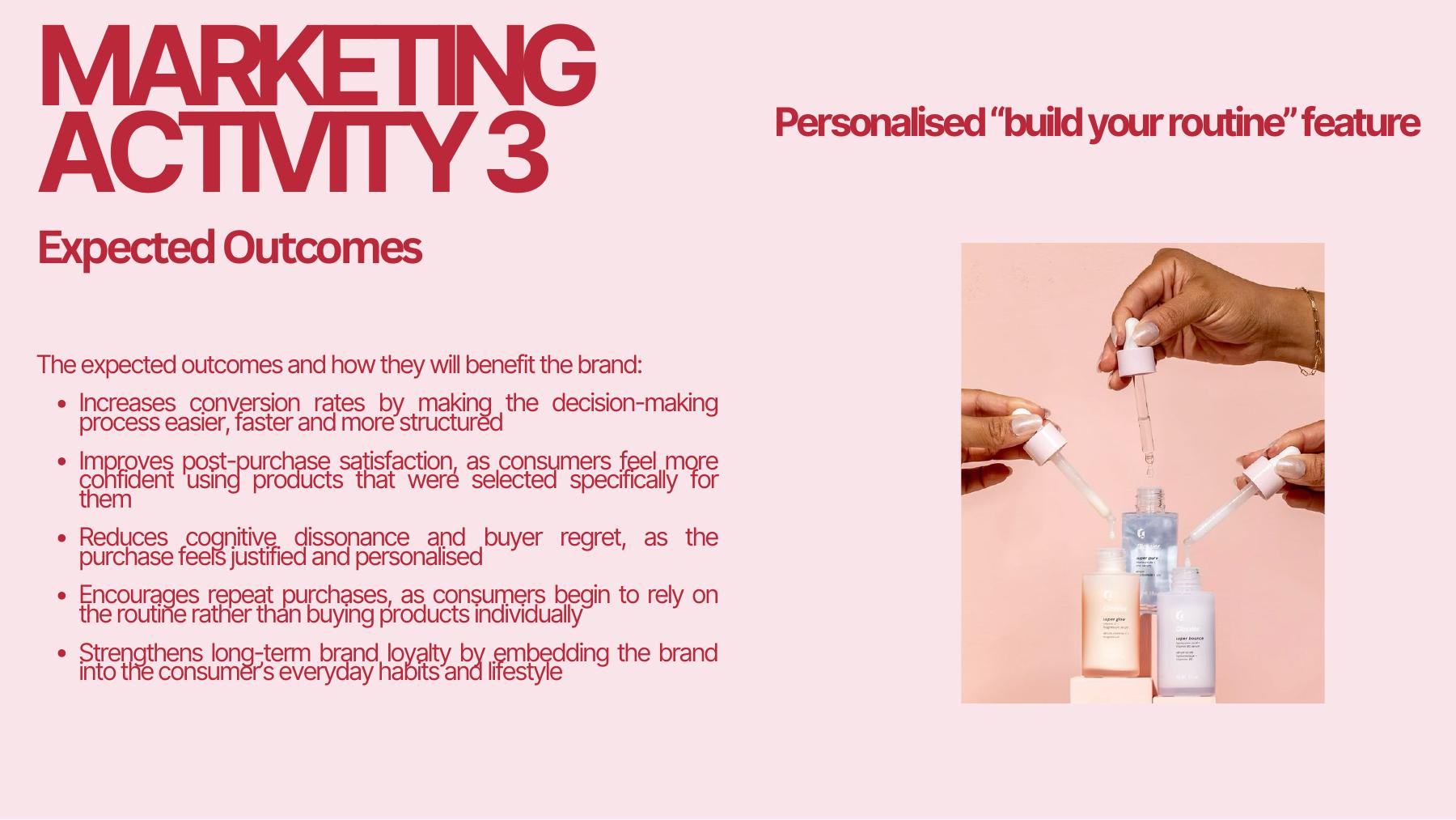 Glossier personalised routine tool presentation page