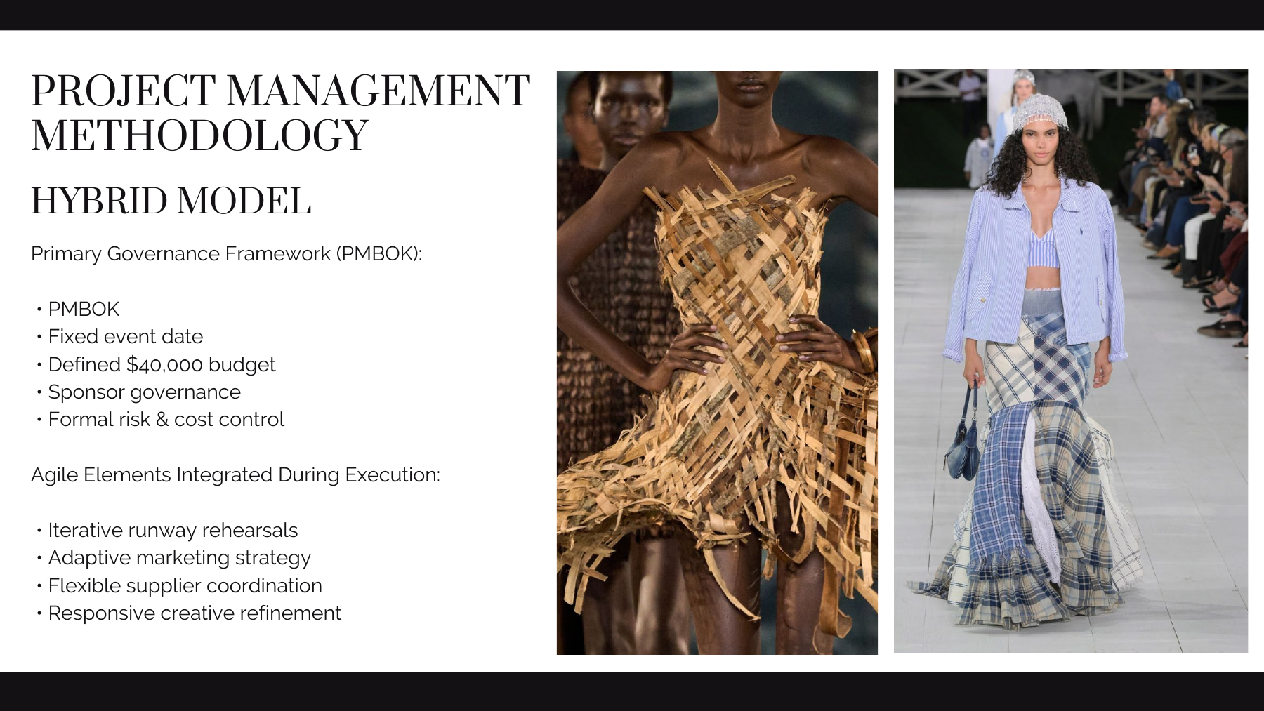 Sustainable Futures Runway project methodology presentation page