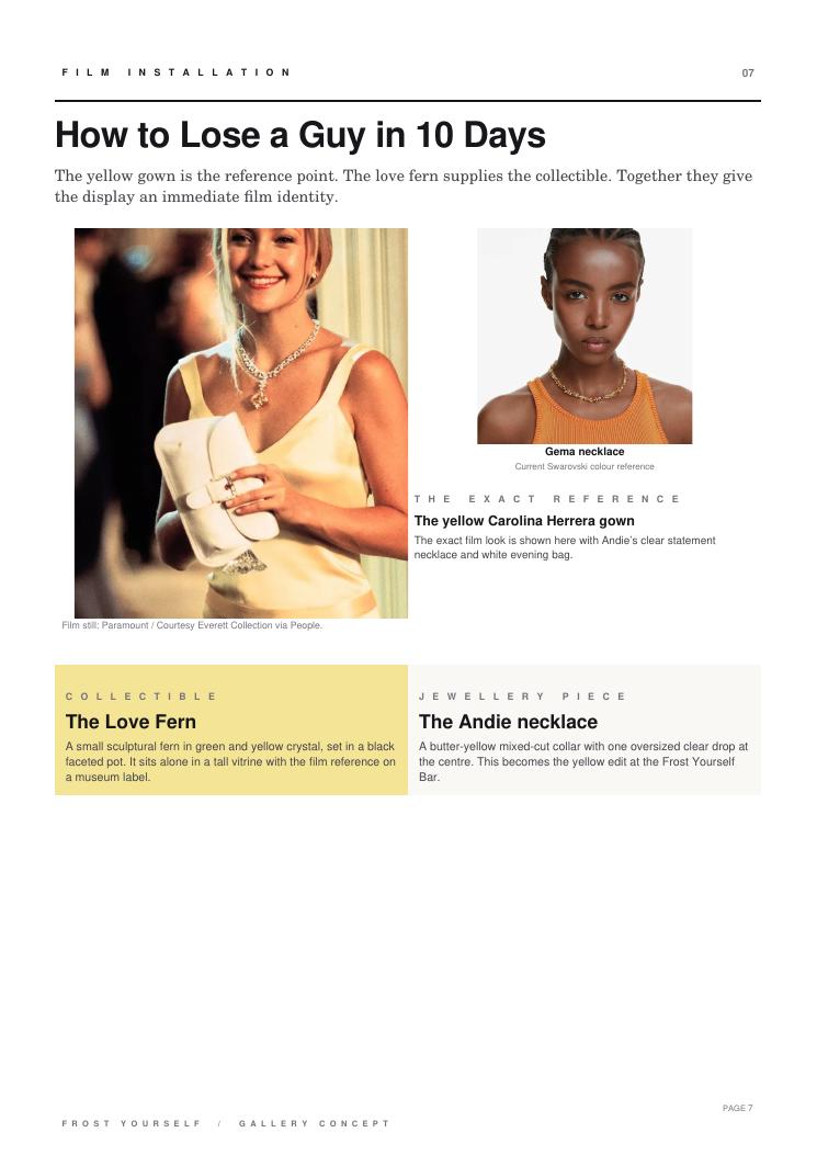 How to Lose a Guy in 10 Days jewellery installation page